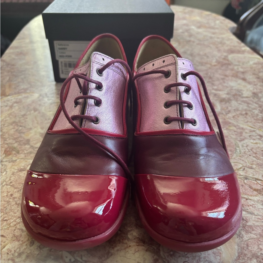 Pink and Red Flats with Metallic Finish